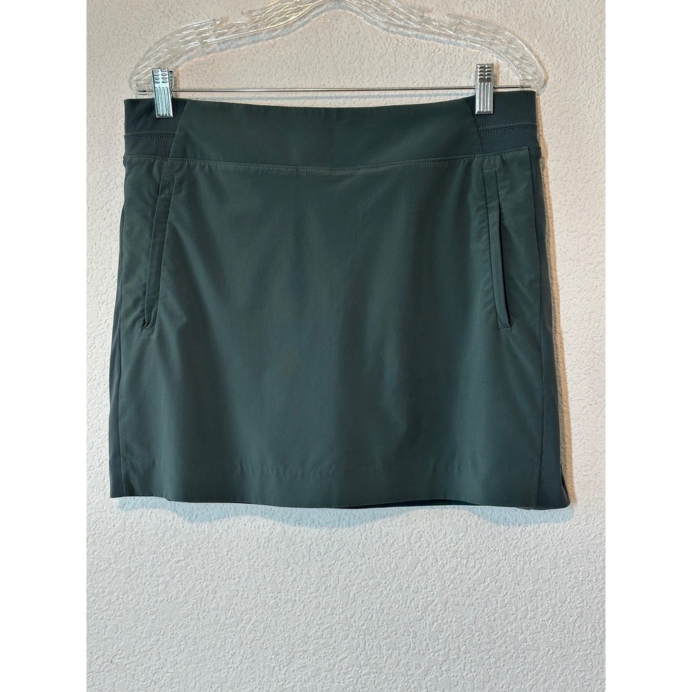 Athleta Soho Skort Womens 12 Dark Green Active Hiking Golf Skirt Zip Pockets